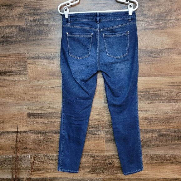 WHBM Jeans Size 4 The Skinny Ankle Cargo Zip Mid Rise Dark Wash Stretch Denim - Picture 2 of 10